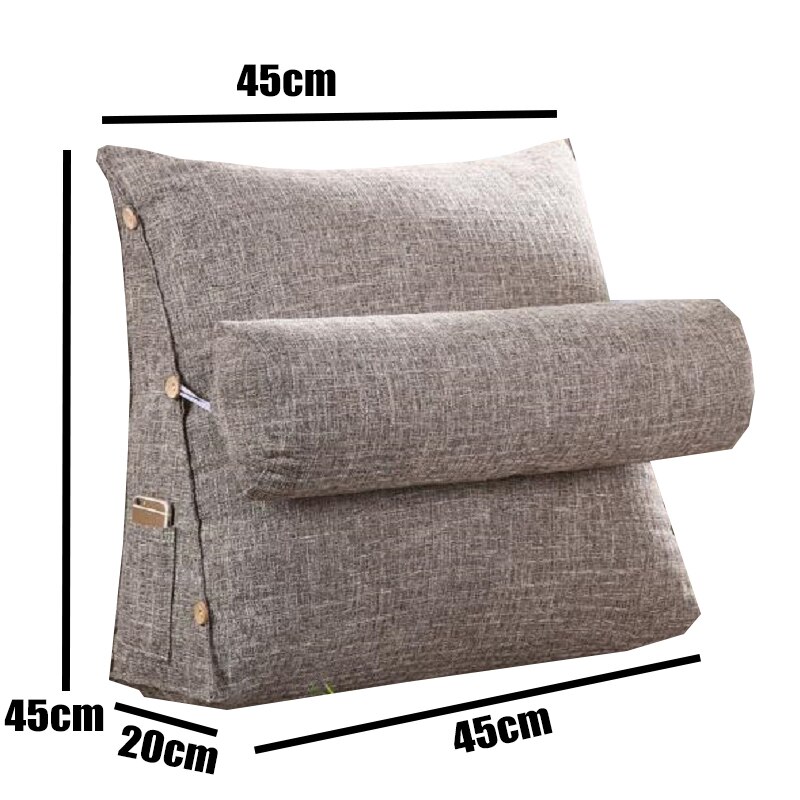 Wedge Shape Stereo Backrest Pillow Waist Cushion Cotton Linen Washable Sofa Cushions Bed Maternity Rest Lounger Reading Pillow