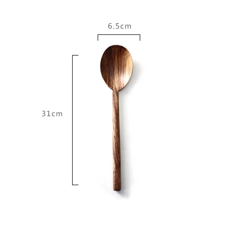 Wooden Spoon Long Handle Non-stick Pan Big Soup Spoon Spatula Cooking Utensils Resuable Tablewares Kitchen Cooking Tools..