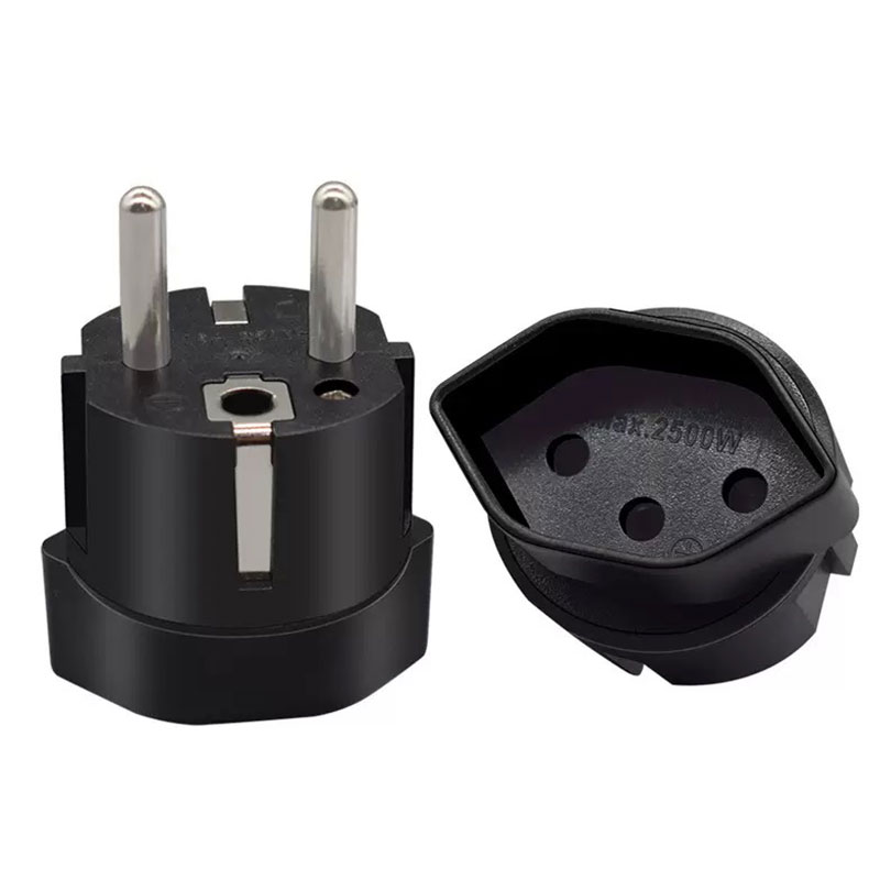 European France Travel Plug Adapter,Swiss to European Plug adaptor Travel Adapter socket 10A 250V: black