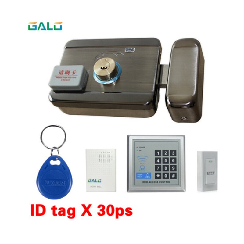 Electric lock & gate lock Access Control system Electronic integrated RFID Door Rim lock with ID reader 125khz: D doorbell b