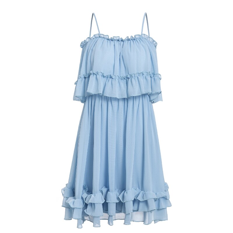 Simplee off shoulder kvinder kjole flæserrem chiffon sommer kjoler afslappet kvindelig blå kort vestidos