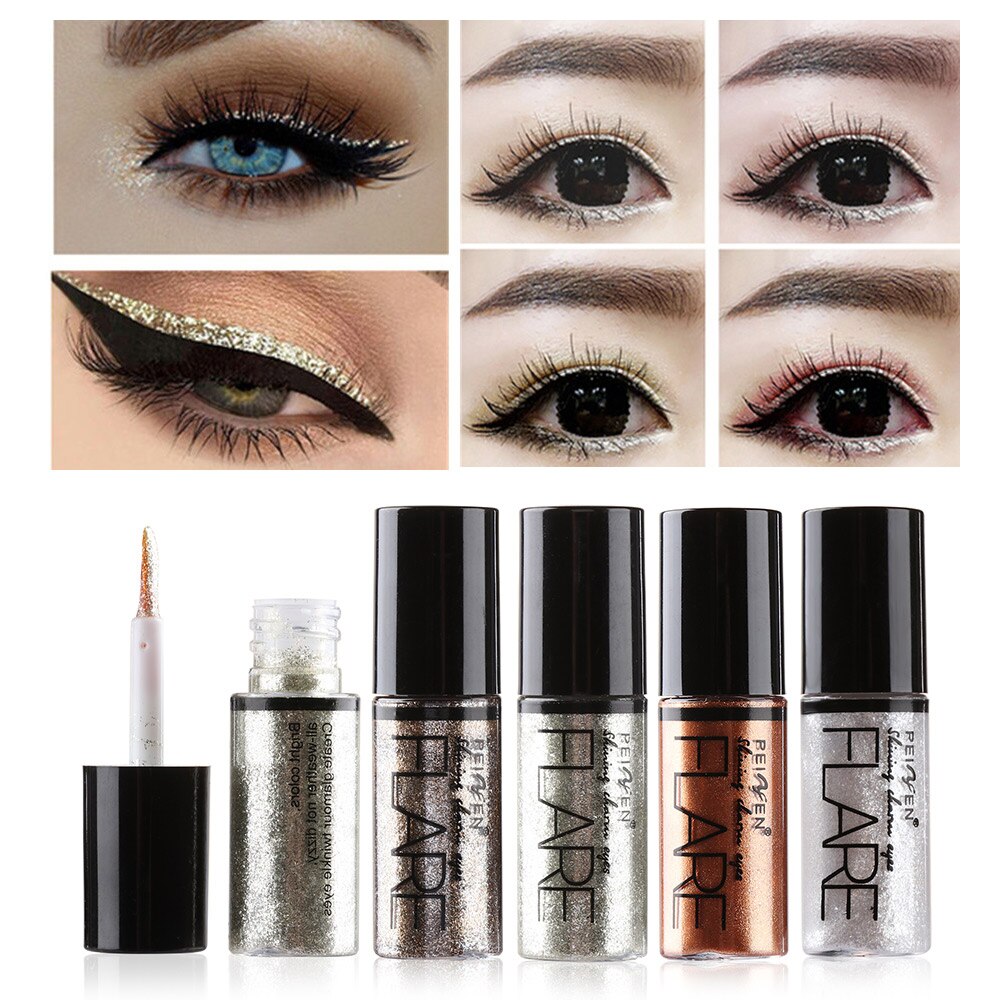 1pc langtidsholdbare vandtætte flydende øjenskygger metallisk glød glitter flydende eyeliner til kvinder fest makeup skønhed øje kosmetik