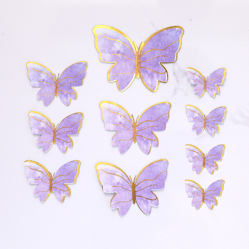 1 Set Butterfly Cake TopperCake Decoration Handmade Painted Happy Birthday Cake Topper for Wedding Birthday Party Baby Shower: PurpleGold