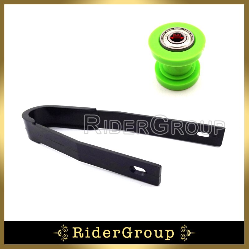 Chain Slider Rear Swingarm Guard Guide Green 8mm Chain Roller Pulley Tensioner Pit Dirt Motor Trail Bike Motocross Motorcycle