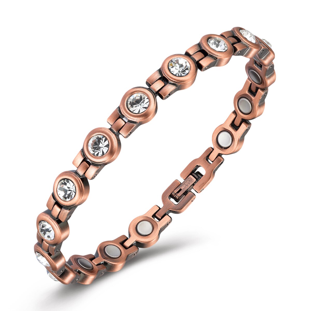 Vintage 99.9% Puur Koperen Armband Voor Vrouw Ronde Witte Crystal Verstelbare Ketting Link Armband: Default Title