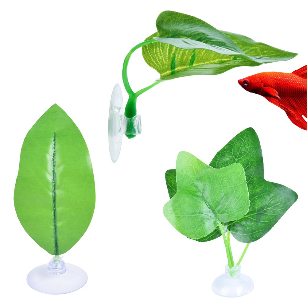 Aquariumdecoratie, aquariumdecoratie, betta visblad, aquariumlandschap, plastic zuignap, betta hangmat: 3 stuks