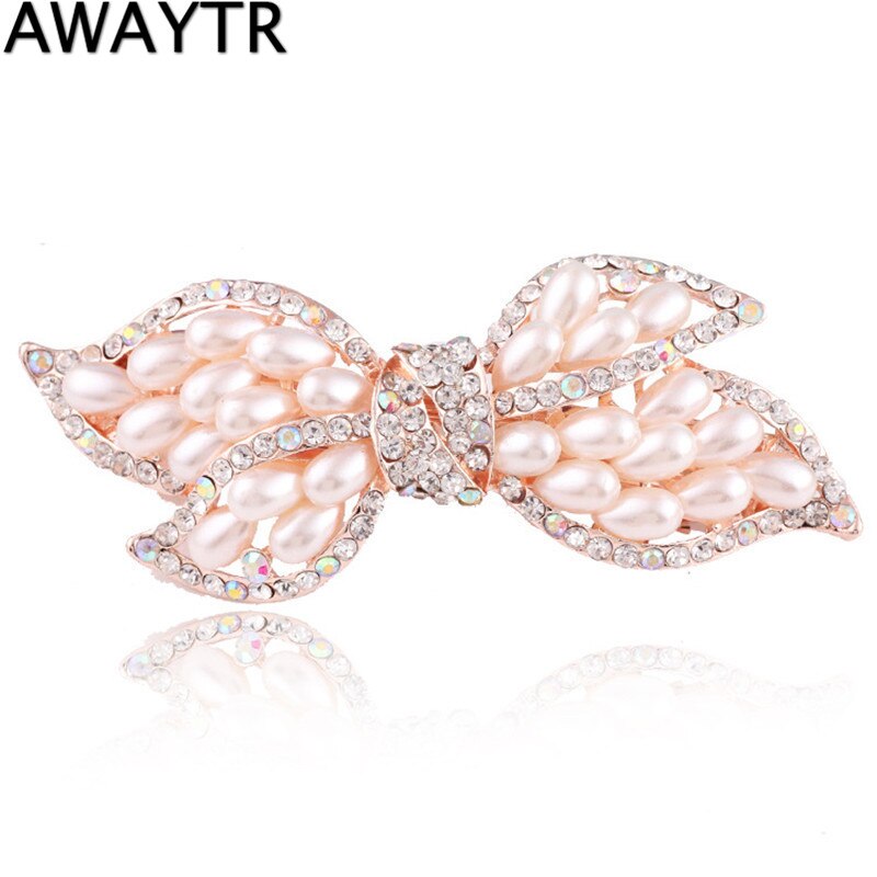 Hair Ornaments AWAYTR Female Hairpins Peacock Hairpin Pearl Cystal Hair Clips Women Hair Jewelry Rhinestone Barrettes: 02