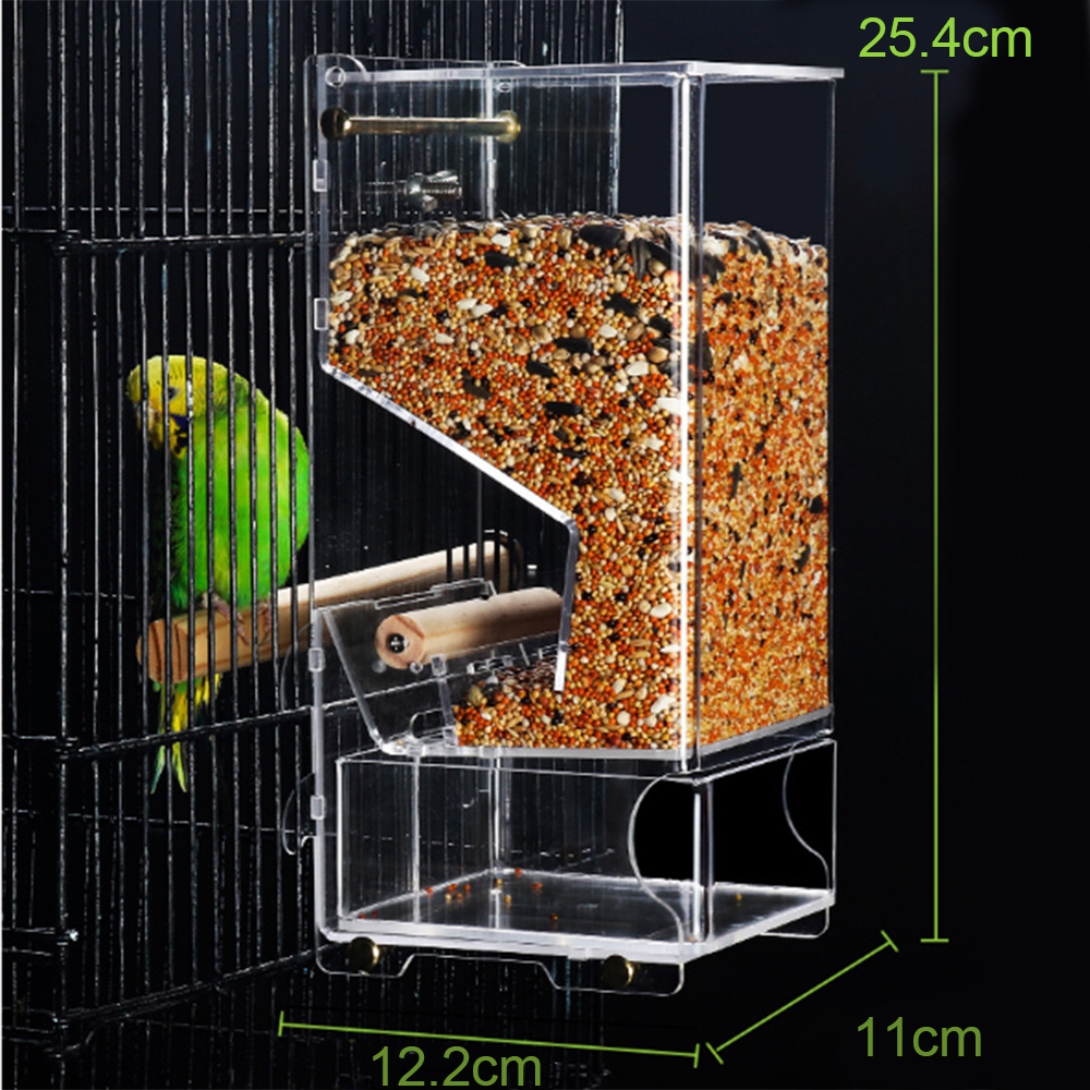 Anti-Spatter Container Bird Feeder Pet Bird Cage Feeder Food Container Transparent Parrot Feeding Box Birds Supplies