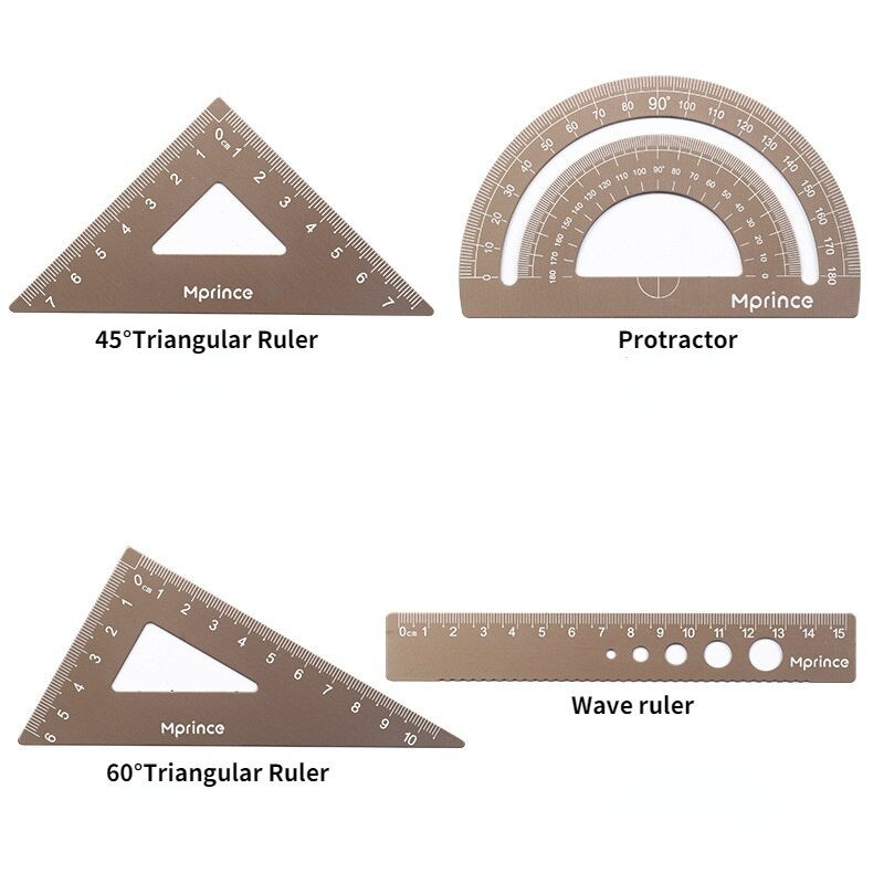 4 Pcs/Set Ruler Set for Students Multifunctional Examination Children Metal Ruler Set Percision Measuring Tools