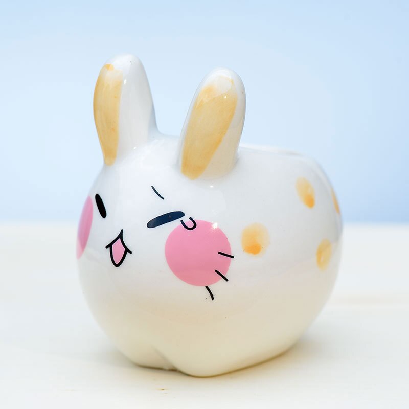 Petit pot de fleurs charnu en céramique, joli petit lapin, décoration de bureau, de bureau artisanaux: 02