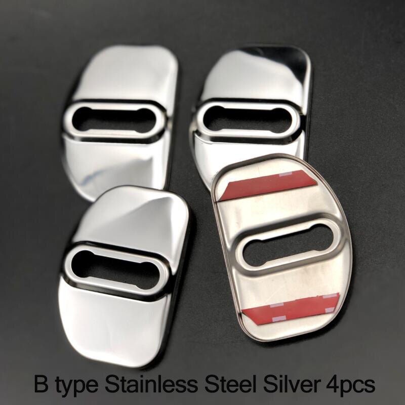 Car styling Accessories Door Lock Waterproof Rust Resistant Protective Cover For Porsche 911 Cayenne Macan Cayman Boxster: B type Steel Silver