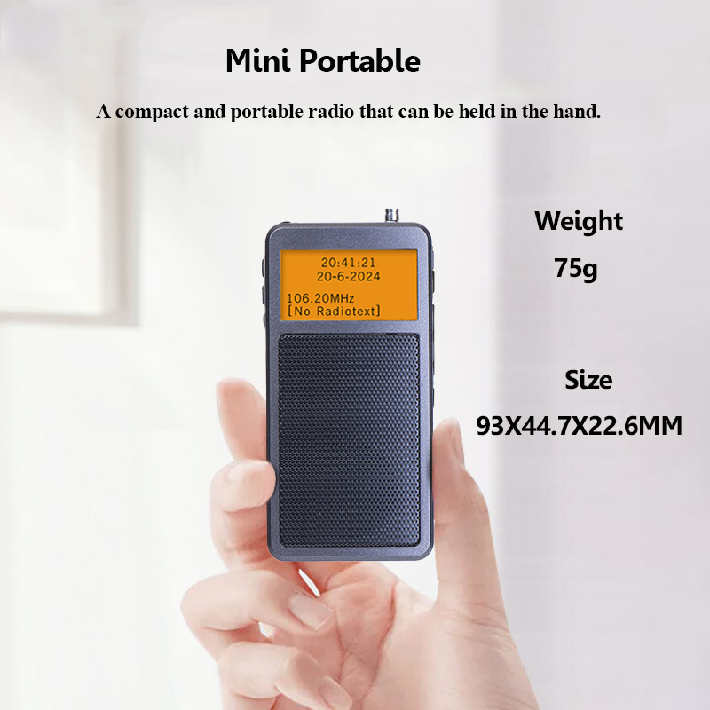 Mini przenośne radio Bluetooth Kieszonkowe radio stereo DSP FM Bezprzewodowy głośnik Bluetooth z budzikiem Podświetlany ekran Rechargea