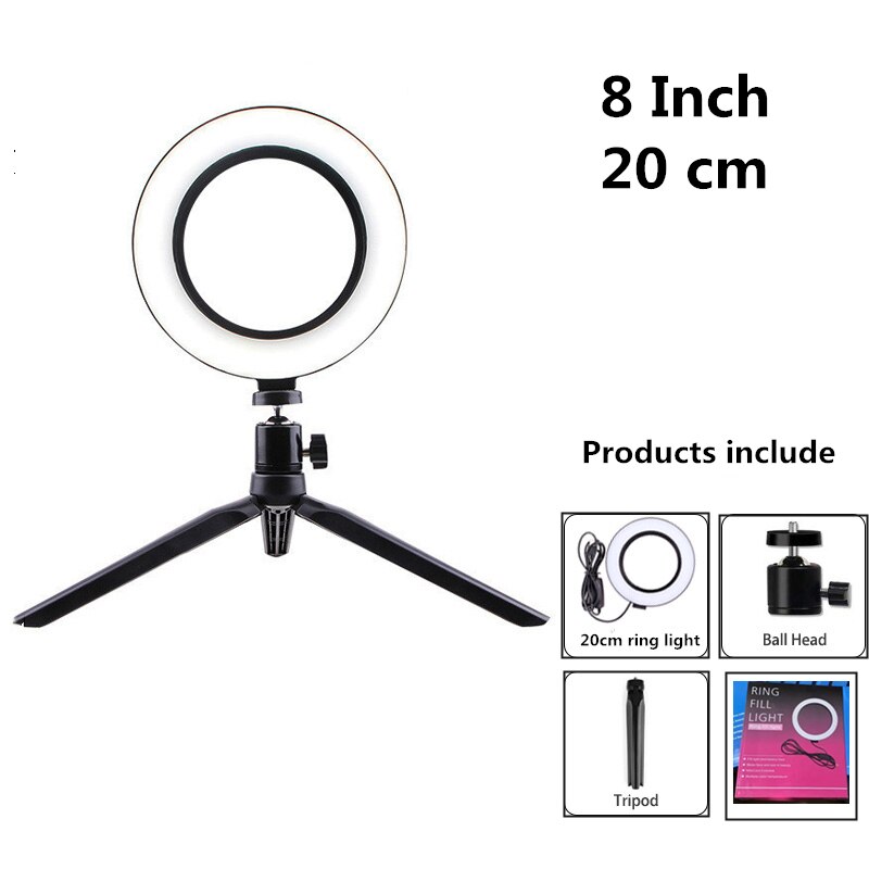 LED Ring Light - 16/20/26cm Selfie Light with Tripod - Dimmable Cradle Head for Video Studio: Set 2