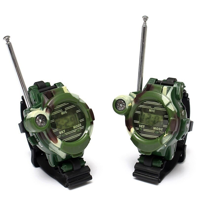 2Pcs Walkie Talkies Horloges Speelgoed Voor Kinderen 7 In 1 Camouflage 2 Way Radio Mini Walky Talky Interphone Klok kinderen Speelgoed: Default Title