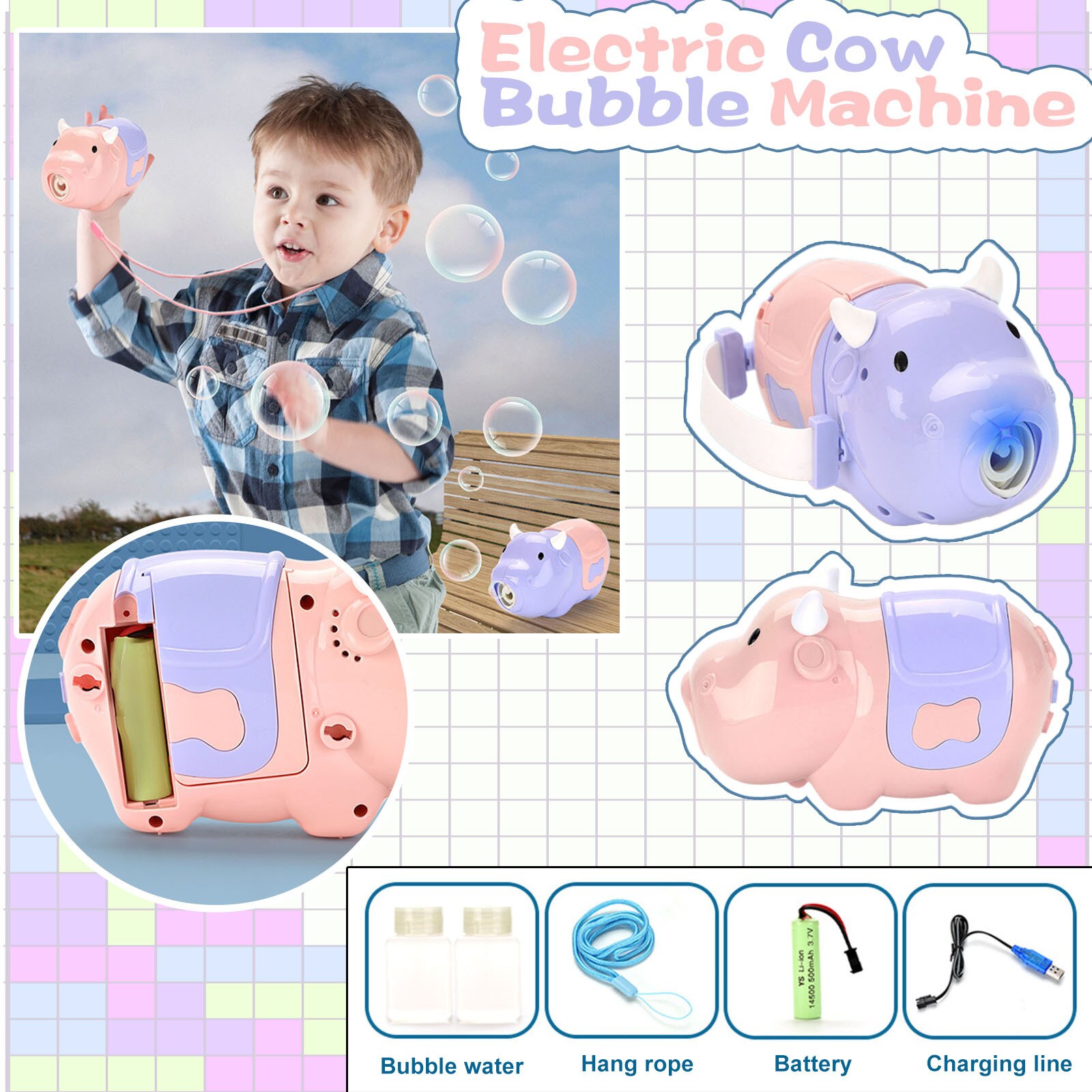 Bubble Machine Leuke Koe Automatische Bubble Machine Zeep Water Bubble Blower Muziek Outdoor Speelgoed Voor Kinderen Juguetes Brinquedos Speelgoed