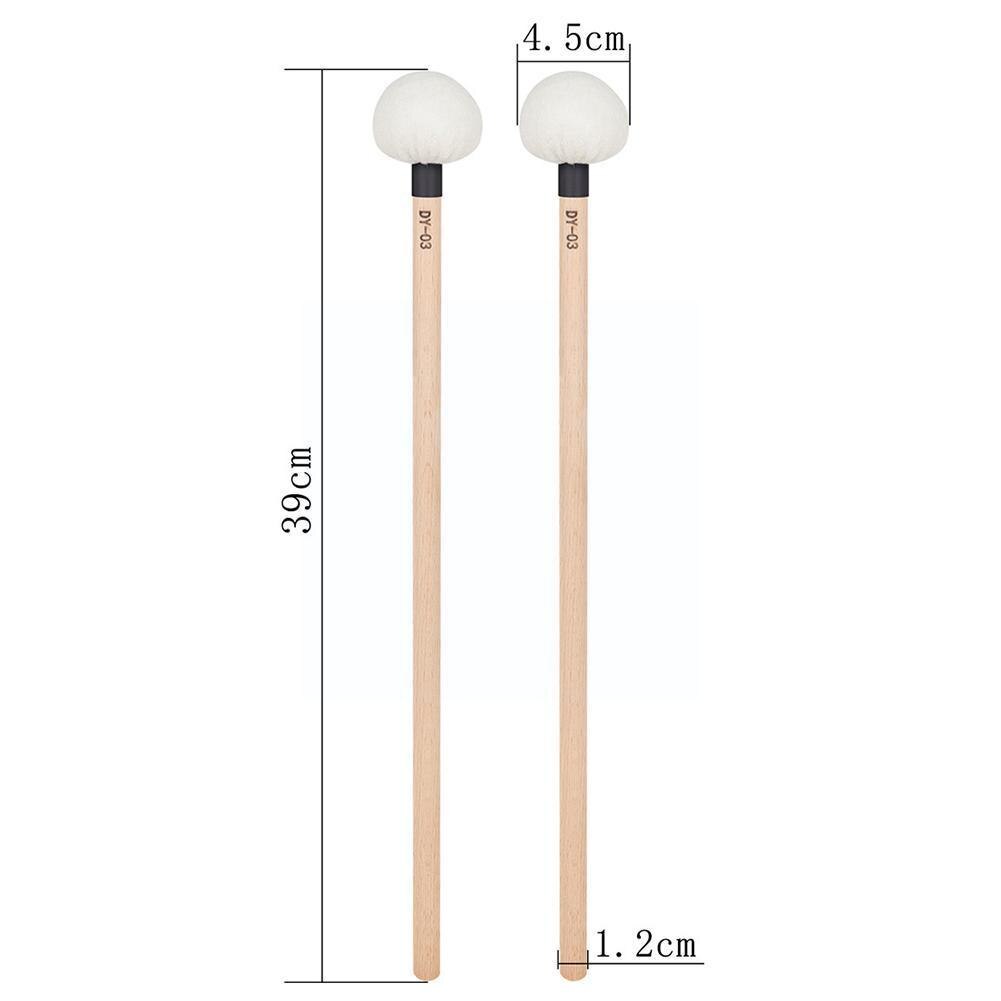 1 Pair Symphony Timpani Mallets Percussion Drum Sticks Felt Wood Handle Soft With Instrument Maple R6t6