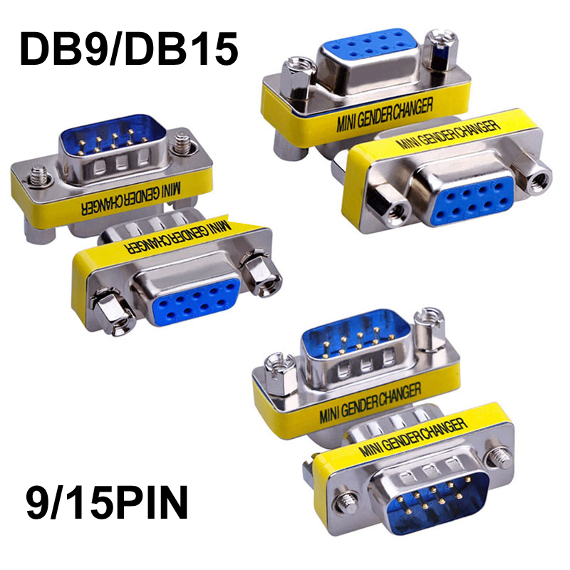MINI DB9/DB15 9/15Pin Female/Female/Male Gender Changer VGA Plug connector Adapter D-Sub RS232 Serial Plug Connector