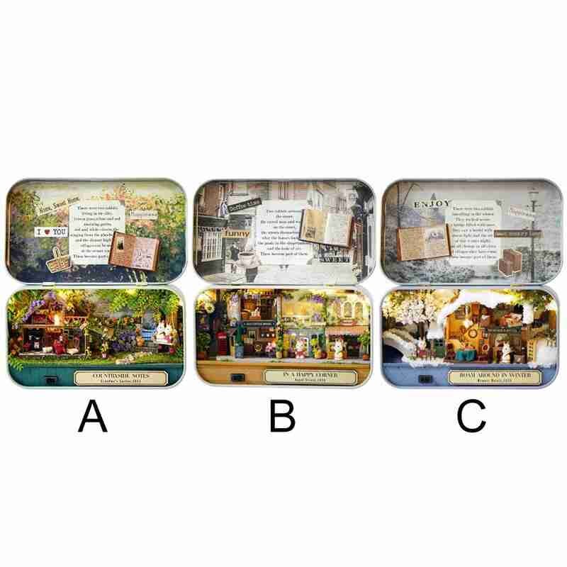 1pcs 3D Doll House Handmade Box Theatre Miniature Box Cute Dollhouses Assemble Kits Toys