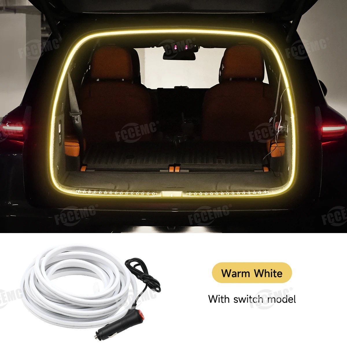 Luz LED para maletero de coche, 12V, iluminación para compartimento de equipaje, 5M, se puede cortar, Sensor impermeable, barra de luz, accesorios universales para automóvil: Cristal azul