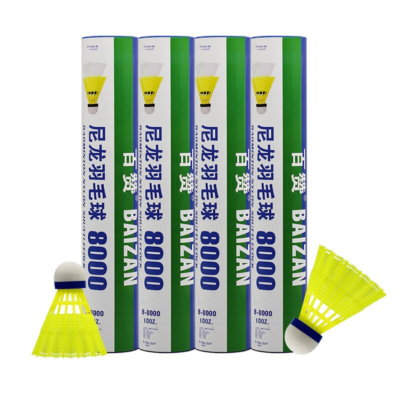 12 st/set nylon shuttlecock bord fiber bollhuvud fullt runt ull stil plast badminton för utomhusträning användning hållbart