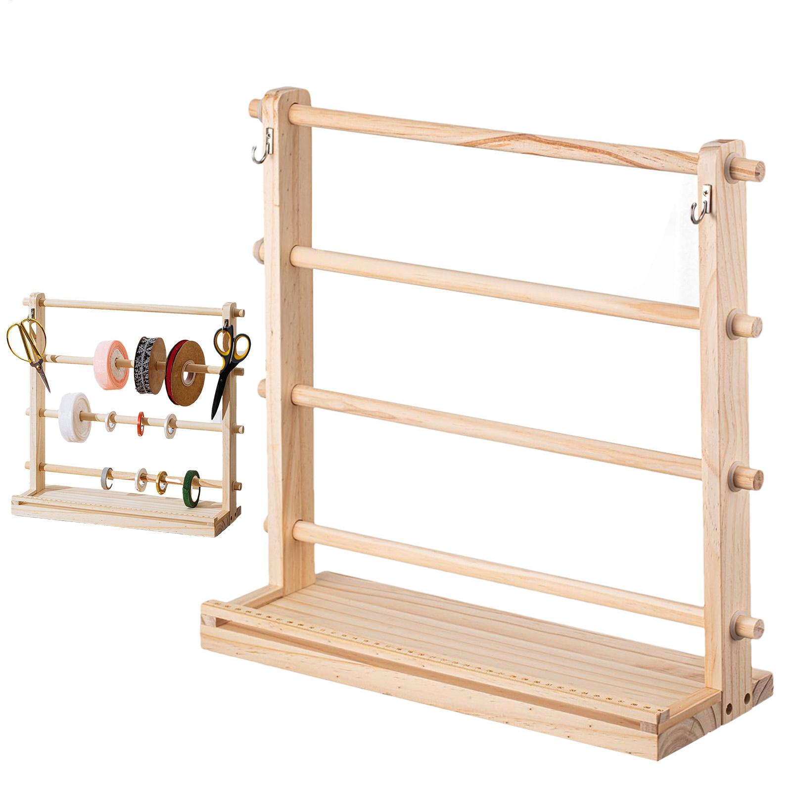 Porta nastro in legno Espositore per nastro in legno a 4 livelli per organizer per supporto per nastro artigianale da cucito per torte da sala artigianale