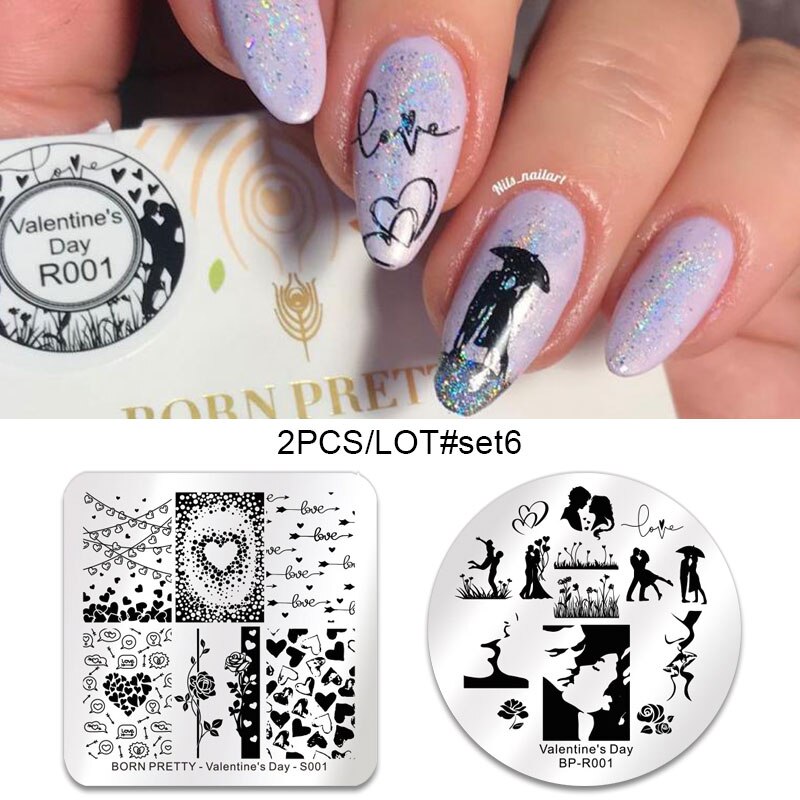GEBOREN ZIEMLICH 2Stck Nagel Stanzen Platten einstellen SchöNe Blume Geometrische Nette Ebene idee Nagel Kunst Stempel Bild Platte DIY werkzeuge