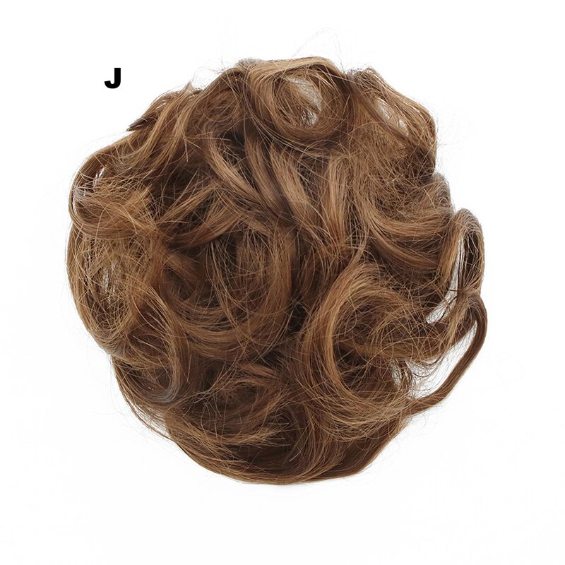 Similler syntetisk krøllet chignons gummibånd elastisk scrunchie hair extensions bånd hårspænde bundter hårstykker boller: J