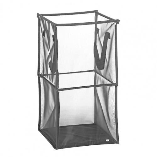 Cesta de ropa sucia plegable Pop Up, cesta de clasificación de ropa sucia de malla abierta, cesto de almacenamiento para el hogar, bolsas organizadoras para ropa sucia, dormitorio universitario: Grey Double Tier
