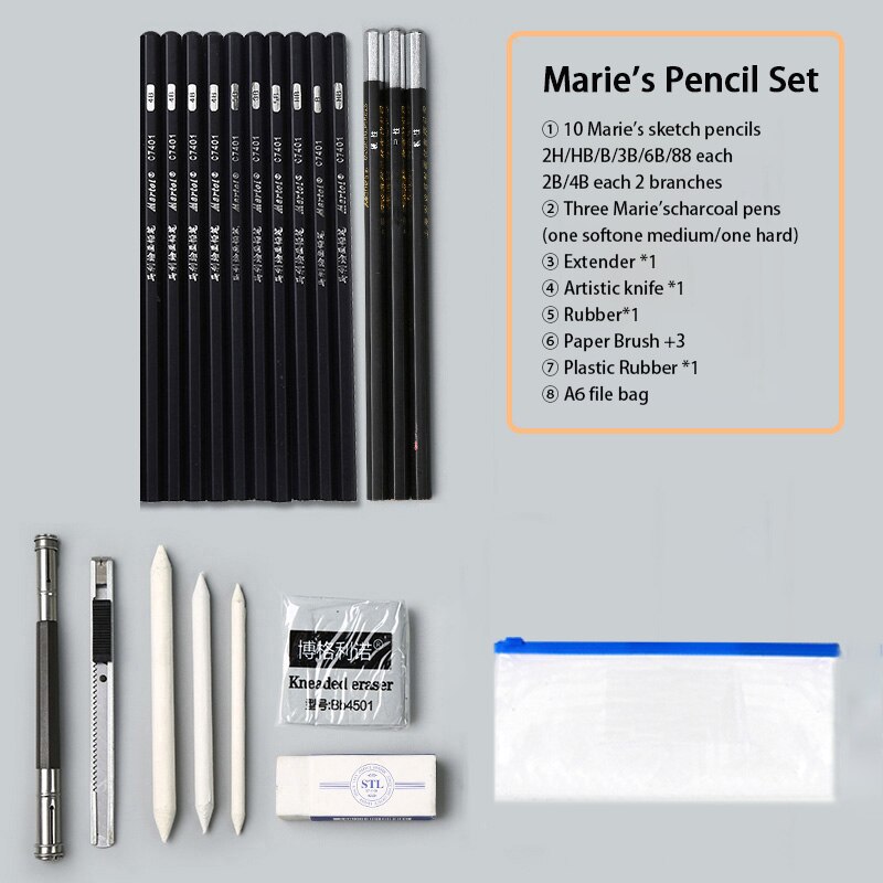 Maria's Skizze Bleistift einstellen Skizze Stift Zeichnung Bleistift einstellen Anfänger Schüler Professionelle Volle Skizze Skizze Skizze Stift Kunst Liefert: Datei Halter