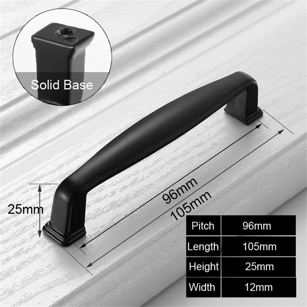 Black Aluminum Alloy Bedside Table Handle Minimalist Cabinet Pulls Furniture Hardware Wardrobe Cabinet Door Drawer Handles