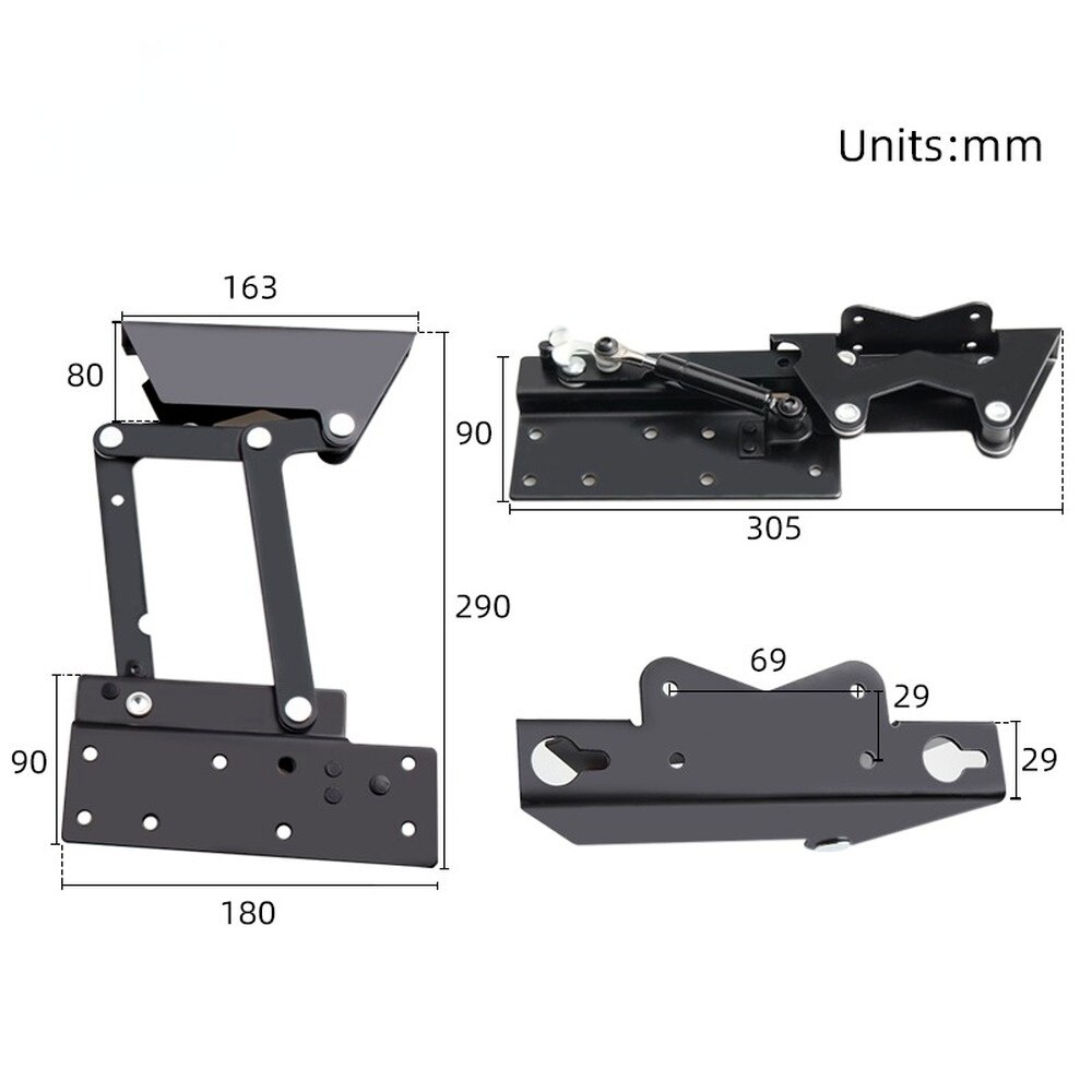 2PCS Folding Hydraulic Coffee Table Hinge Furniture Lifting Top Mechanical Hardware Lifting Table Computer Desk Frame