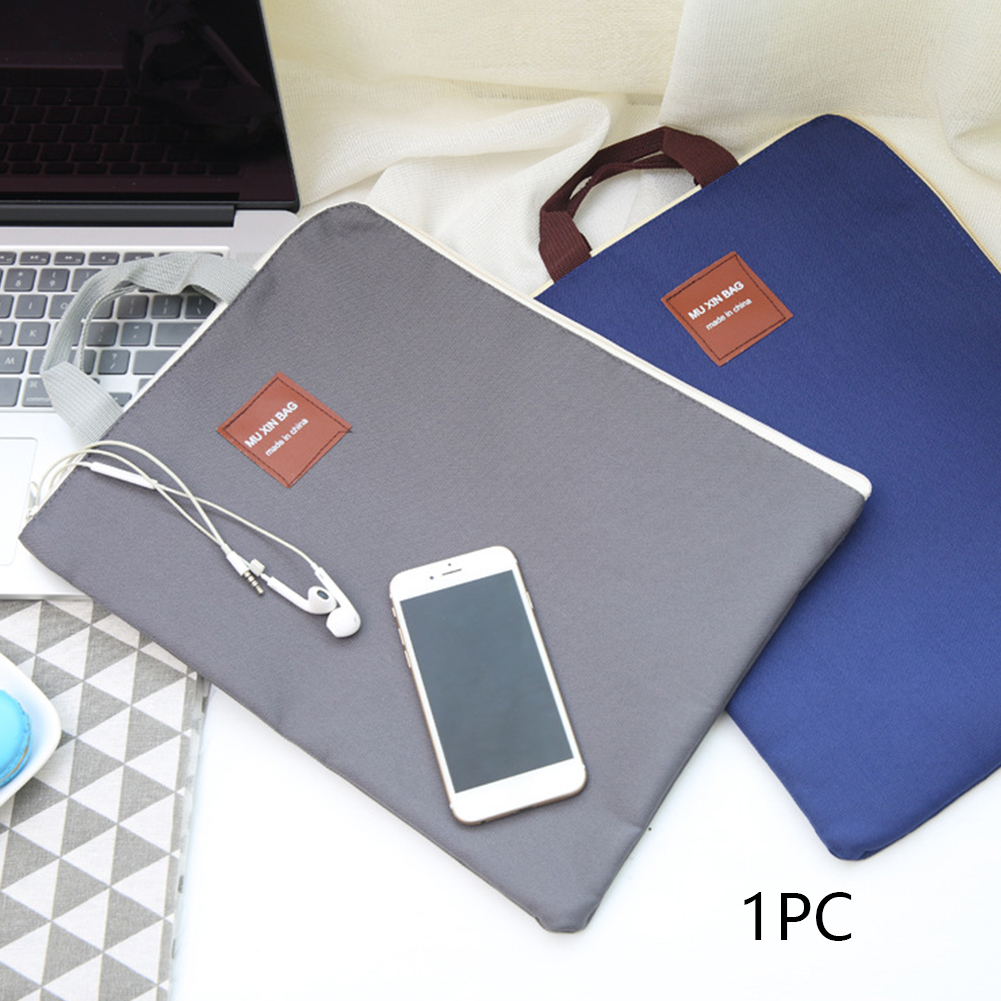 A4 Document Bag Stationery Double Layer with Handle Nylon Organizer Folder School Office Portfolio Portable Zipper File Pocket