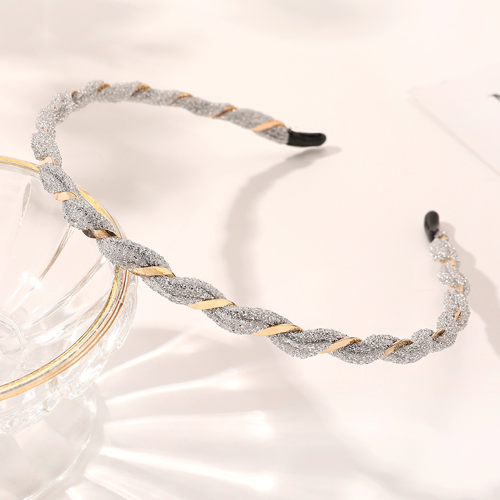 Diademas de Organza para mujer, bandas de aro para el pelo tejidas cruzadas, de Corea, diadema de Metal de Seda brillante, accesorios para el cabello para niñas, turbante: Verde