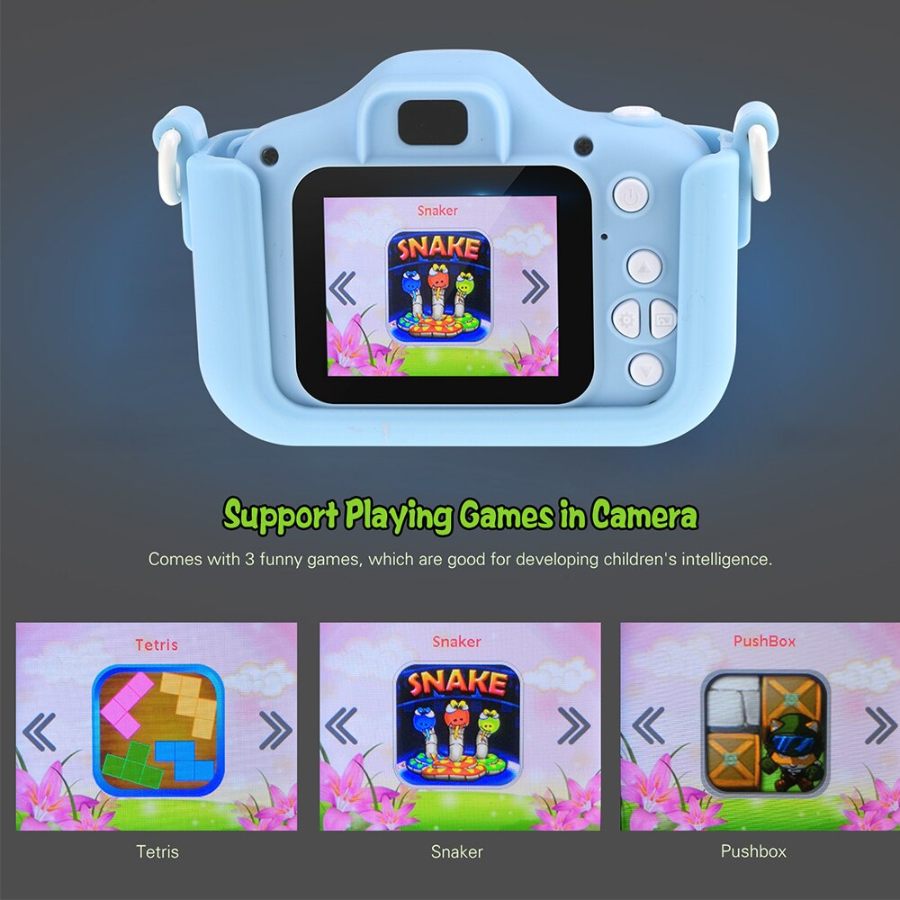 Mini Children Camera 20MP 1080P Small Cartoon Digital SLR Camera 2.0 Inch IPS Screen with Front & Rear Dual Cameras