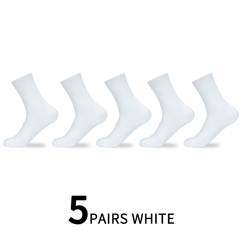 5/10 Pairs / Lot Heren Katoenen Sokken Stijlen Zwart Business Sok Ademend Lente Zomer Herfst Winter Voor Mannelijke effen Kleur: 5 pairs white