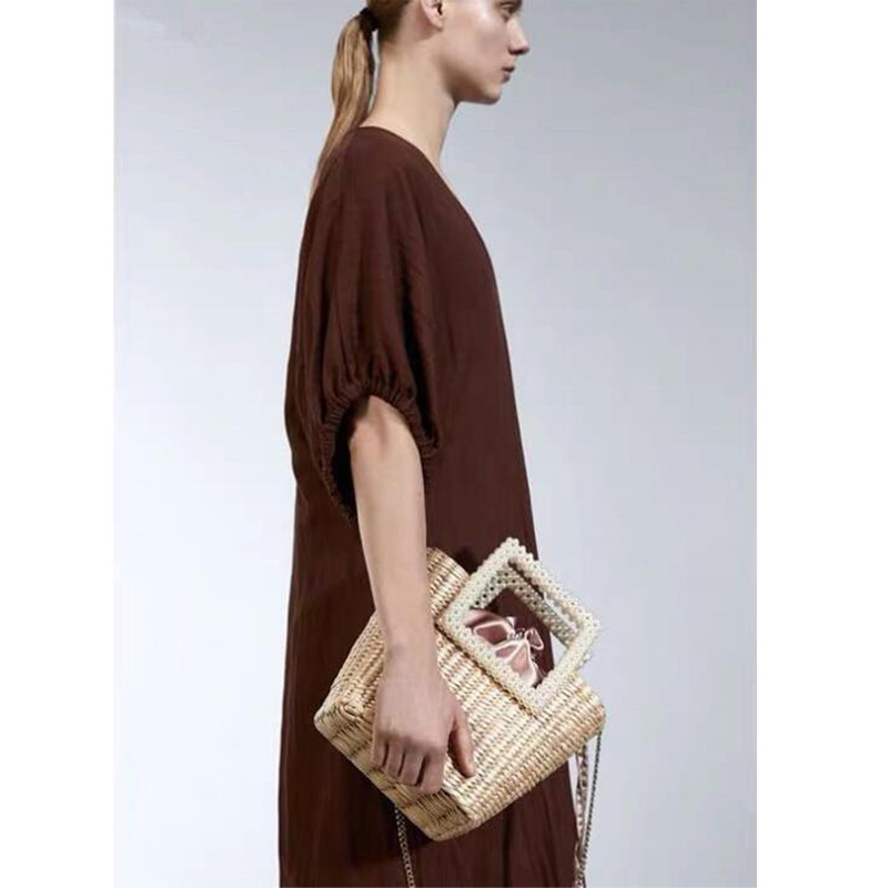 ZA nouvelle perle sac de paille tissé à la main sac à bandoulière bord de mer concepteur sac à main célèbre femmes sacs