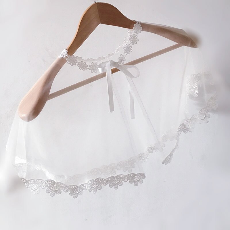 Bruids Witte Bruiloft Sjaals Vestido De Festa Kant Bloem Vrouwen Sjaal Wraps Shrug Chiffon Avond Wedding Cape Cover Up