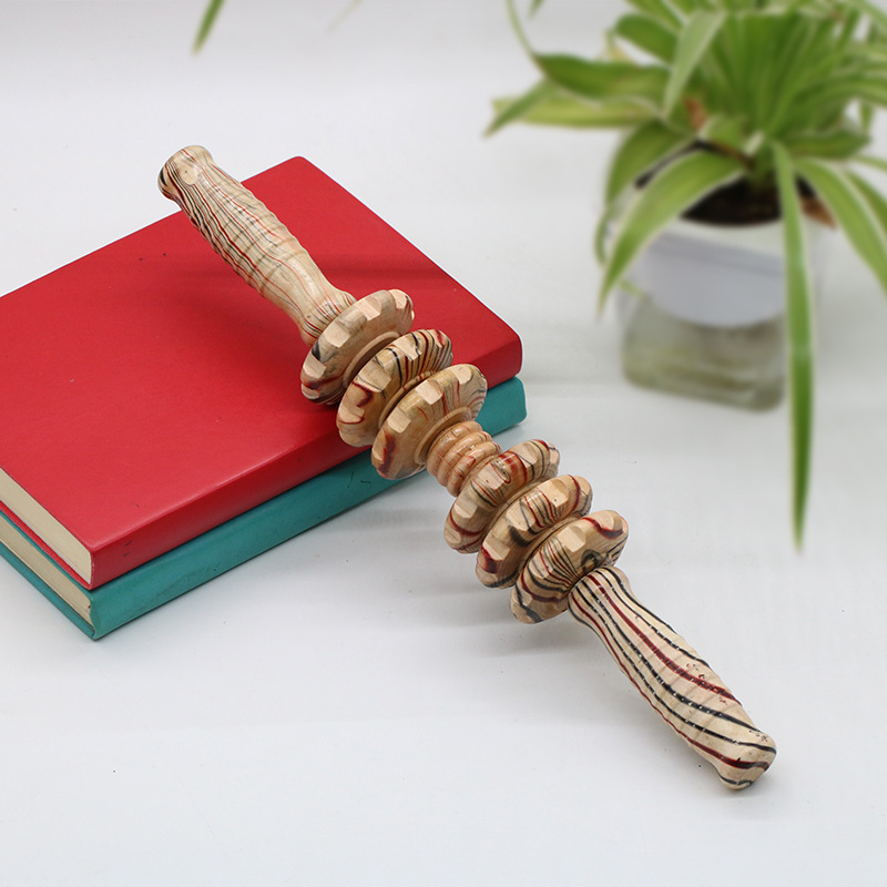 Wooden nine-wheel massage wheel massager back massage wheel abdomen roller massage stick: 4