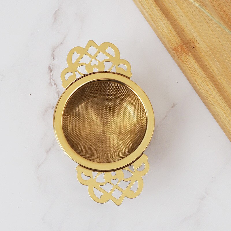 Stainless Steel Rotatable Tea Strainer Tea Infuser with Handle Fine Tea Mesh Tea Drain Tea Filter Sieve Teaware Kitchen Gadgets: B-Gold