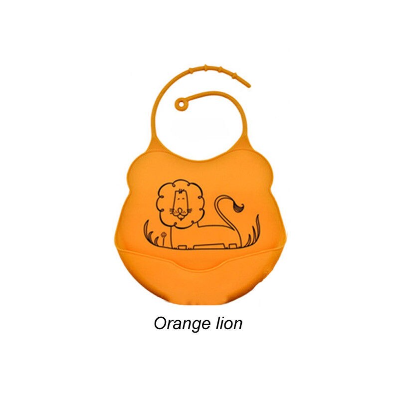 Brand Infant Baby Kids Silicone Cartoon Bib Baby Lunch Feeding Bibs Waterproof Bibs Burp Cloths Saliva Pocket 2-12M: Orange