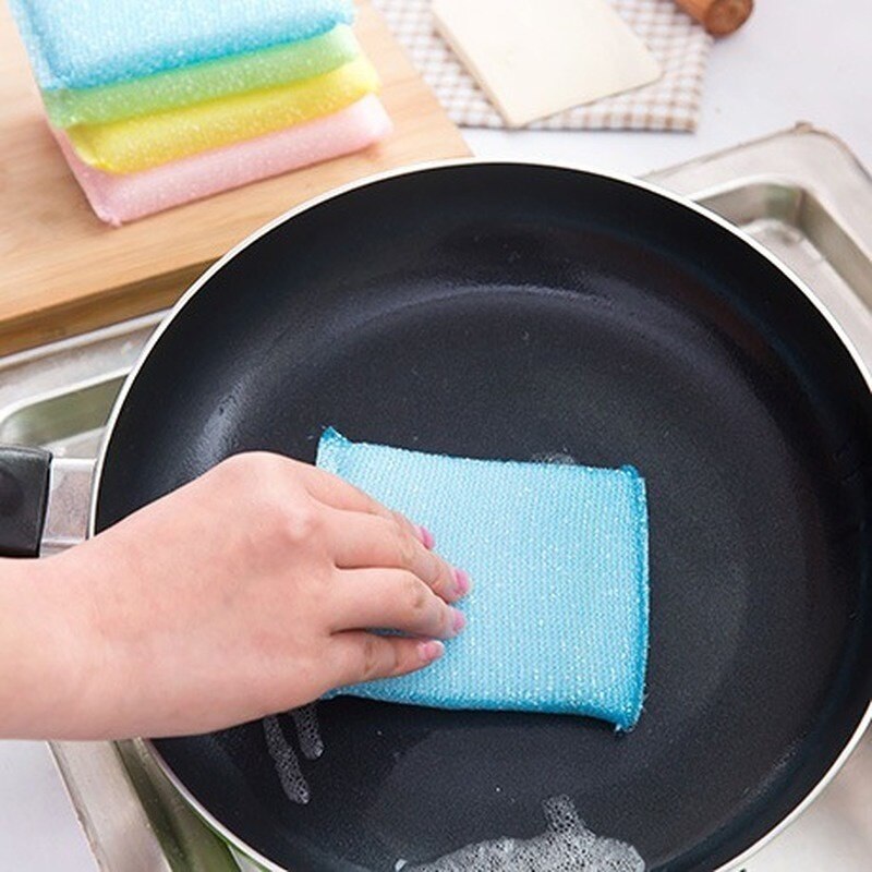 Kitchen Cleaning Sponge Antimicrobial Scourer Dishes Pan Pot Washing Cleaning Brushes Sponges Pads Household Bathroom Cleaner