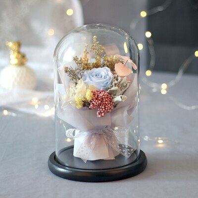 Preserved Flower Rose Glass In A Dome Dried Flower Bouquet For Valentine's Day Girlfriends Birthday Wedding: Bouquet 5