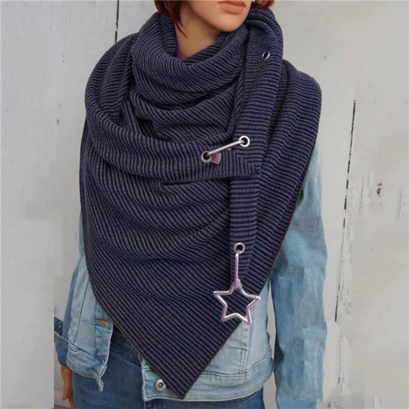 Dames sjaal dames warme wintersjaals met ster hanger zachte sjaals vrijetijds effen stippen print knoop zachte nekwikkel