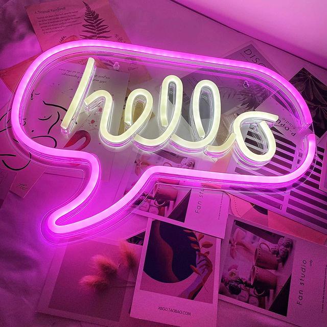 Usb Open Neon Sign Licht Led Neon Lampen Muur Opknoping Decor Romantische Sfeer Licht Voor Thuis Winkel Business Bar Club decoratieve: hello  light