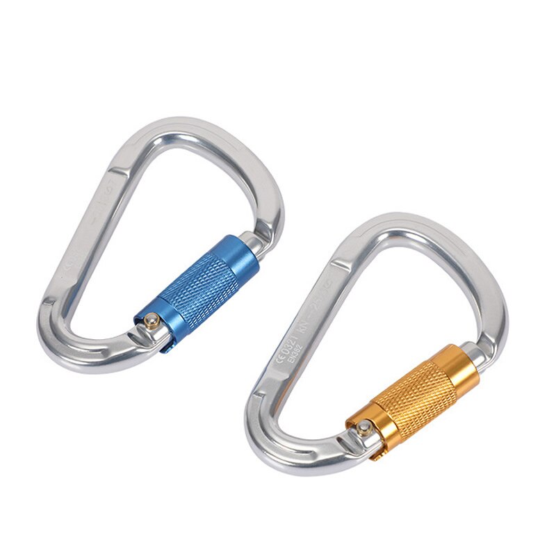 Mosquetón de aluminio con bloqueo automático, hebilla en forma de D para escalada en roca, Yoga, hamaca, Camping, senderismo, deportes al aire libre, 25KN