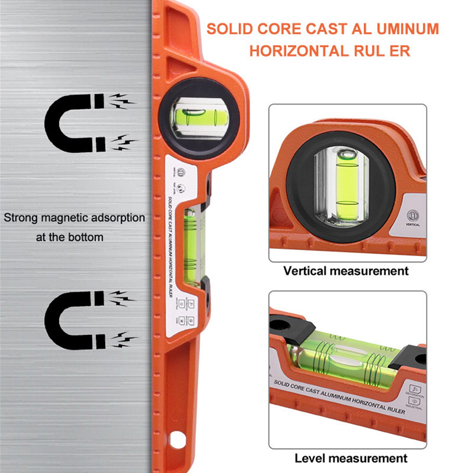 Bubble Spirit Level Bubble Ruler Magnetic Levels Horizontal 45 Degree Bubble Level Measuring Instrument Tool