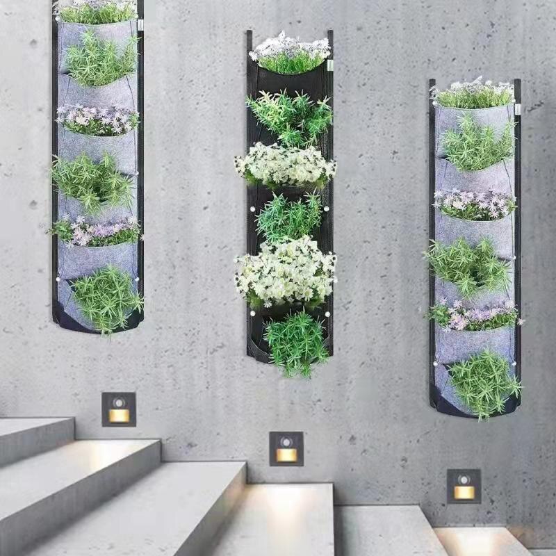Maceta colgante Vertical de 6 bolsillos para jardín, macetas de flores, impermeable, montaje en pared, bolsa para colgar, uso interior y exterior