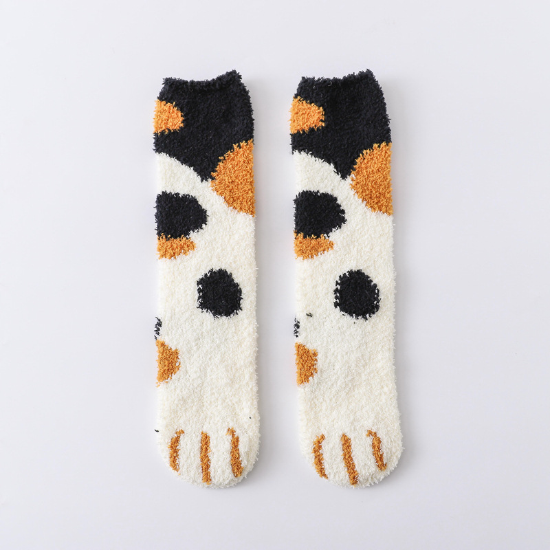 Calcetines gruesos con estampado de huellas de gato para mujer, medias con dedos de animales, de dibujos animados, de cebra, Tigre y gato: 4