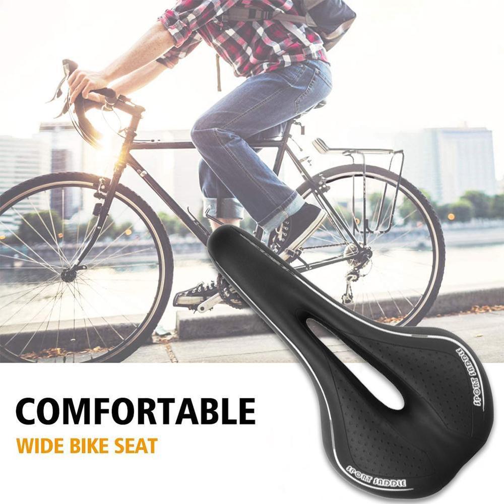 1pcs Outdoor road mountain bike bicycle riding comfortable leather cushion saddle seat W9Y3