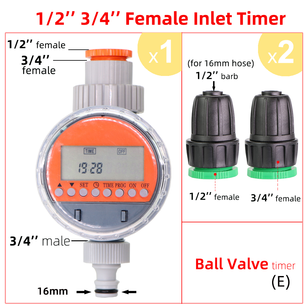 Automatic LCD Display Ball Valve Water Timer Plant Watering Electronic Controller for Home Garden Irrigation System Greenhouse: Ex1kit